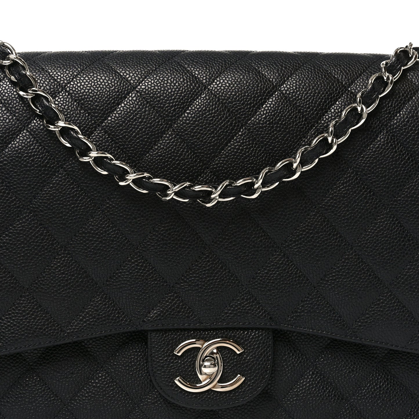 Caviar Quilted Maxi Double Flap Black