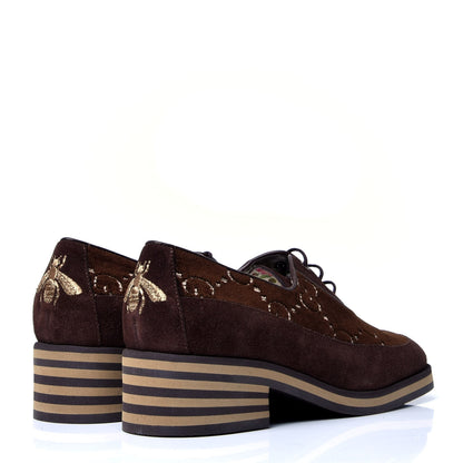 Gucci Velvet GG Monogram Thompson Platform Oxford Loafers 36 Brown 3 of 6