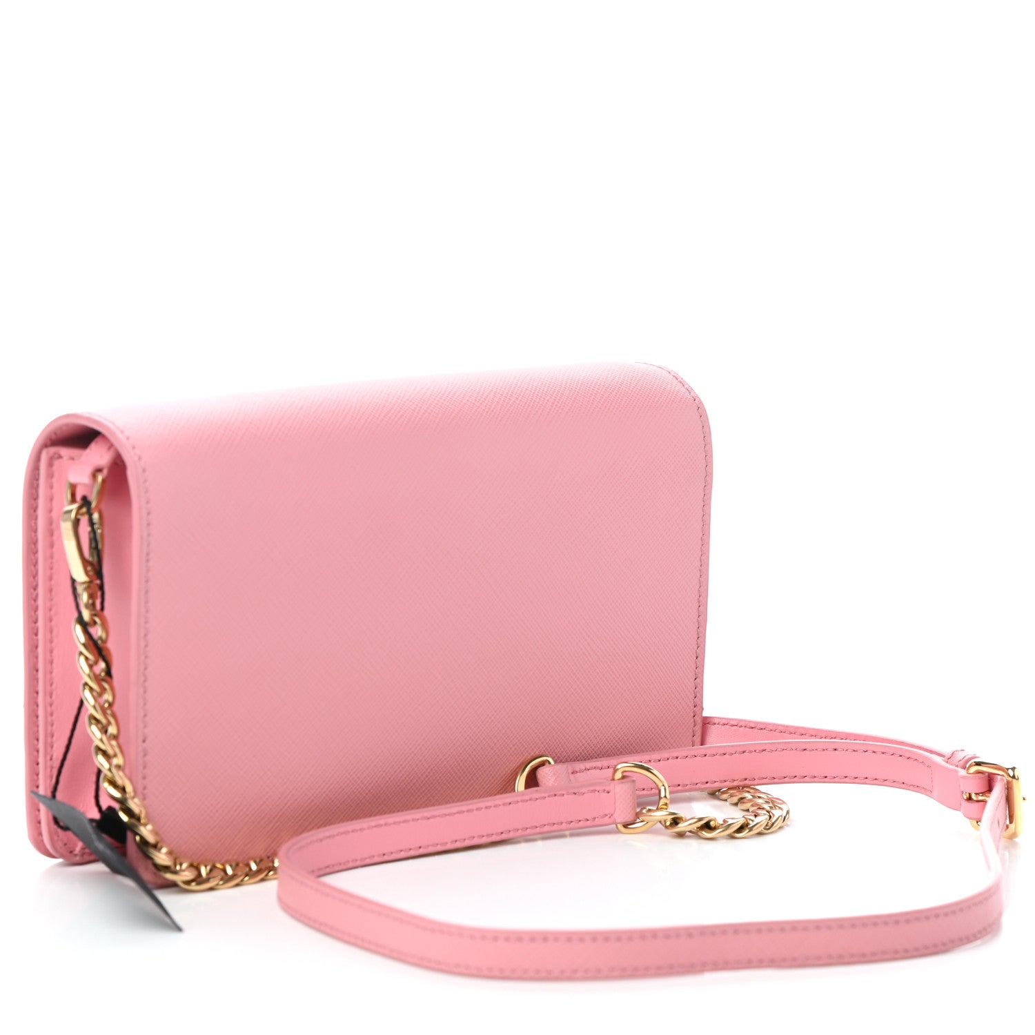 Prada Saffiano Soft Calf Bandoliera Chain Crossbody Bag Petalo 3 of 8