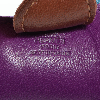 Hermes Milo Lambskin Grigri Rodeo Horse Bag Charm PM Anemone Bleu Izmir Fauve 3 of 4