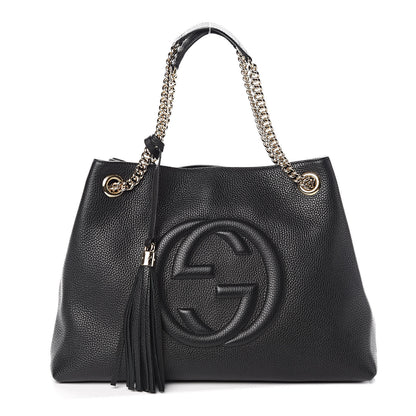 Gucci Pebbled Calfskin Medium Soho Chain Shoulder Bag Black 1 of 10