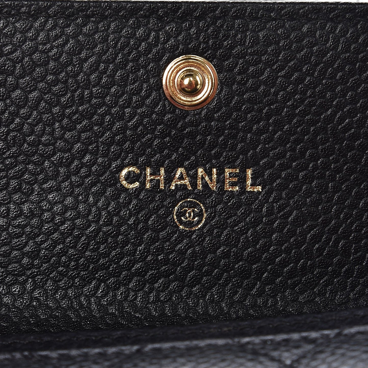 Caviar Quilted Flap Card Holder Black