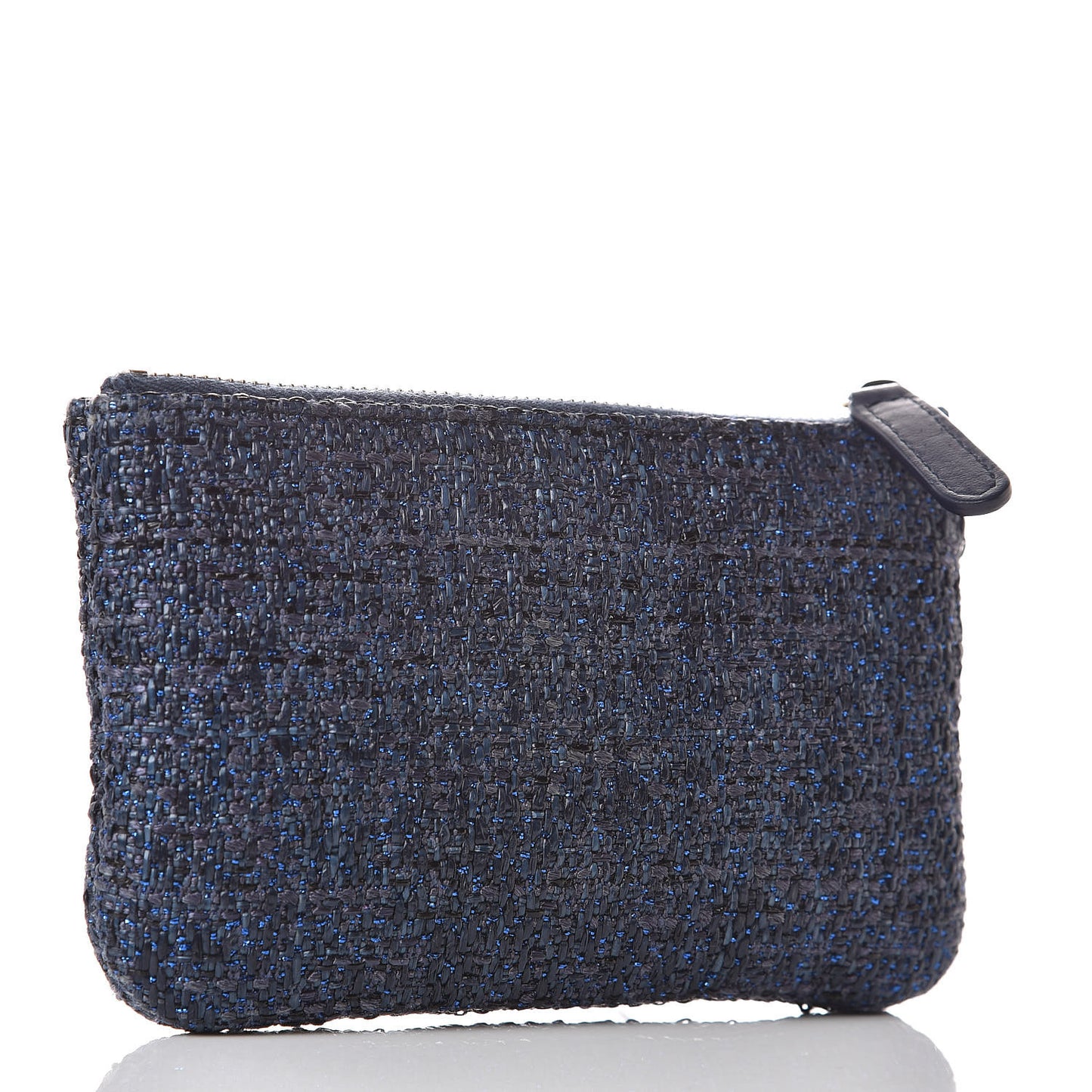Woven Straw Raffia Deauville Cosmetic Pouch Blue