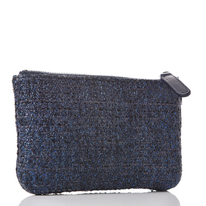 Chanel Woven Straw Raffia Deauville Cosmetic Pouch Blue 3 of 8