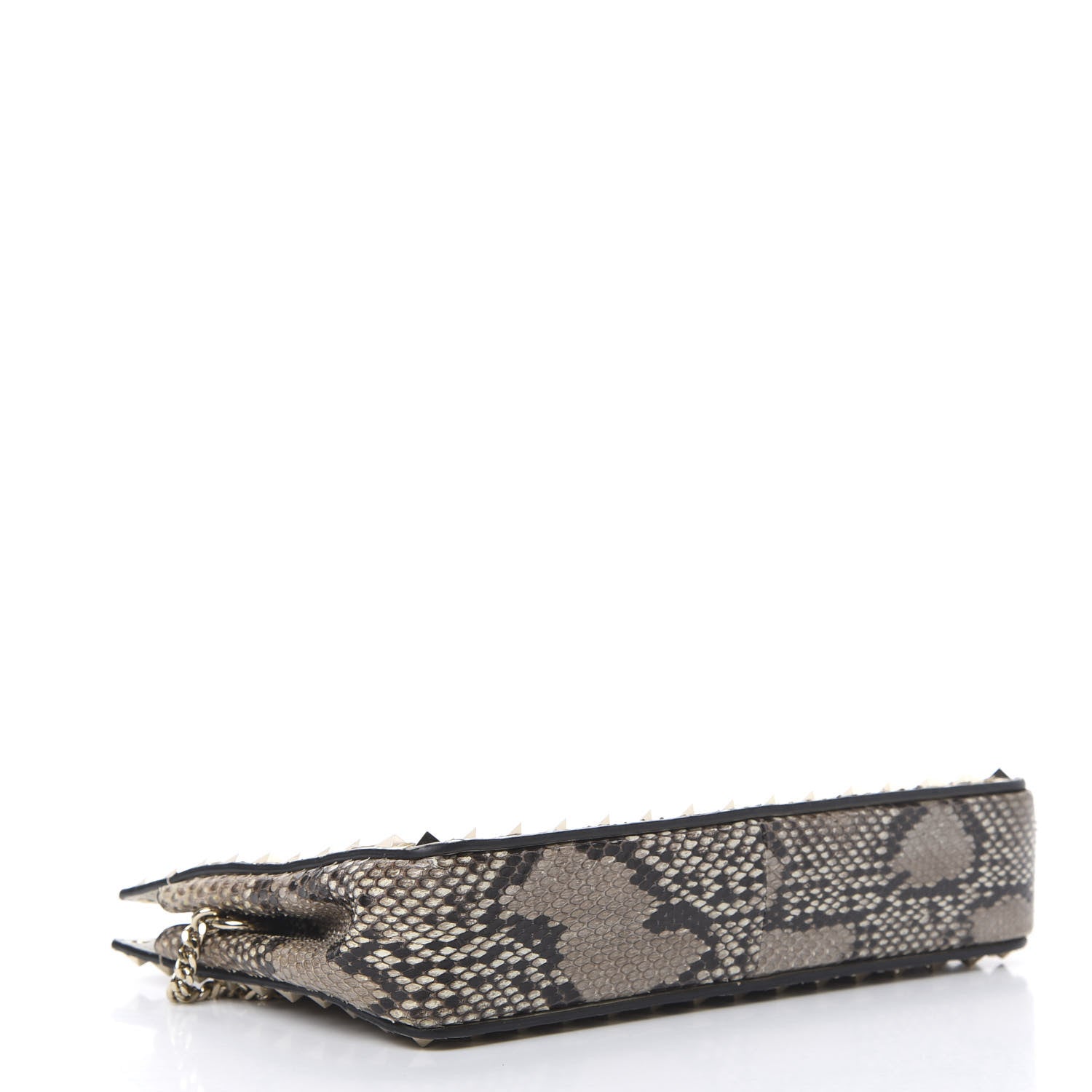 Valentino Garavani Calfskin Python Embossed Rockstud Chain Clutch Roccia 3 of 10