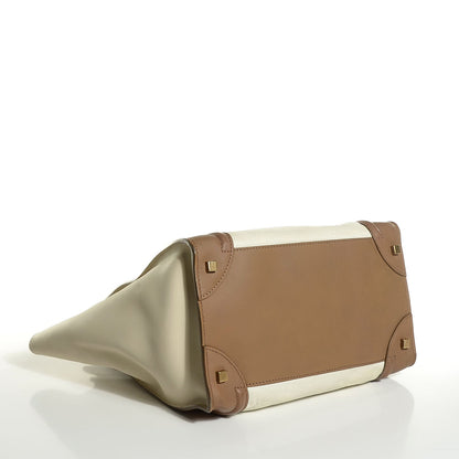 Celine Smooth Calfskin Shrunken Lambskin Mini Tri-Color Luggage Chalk 4 of 8