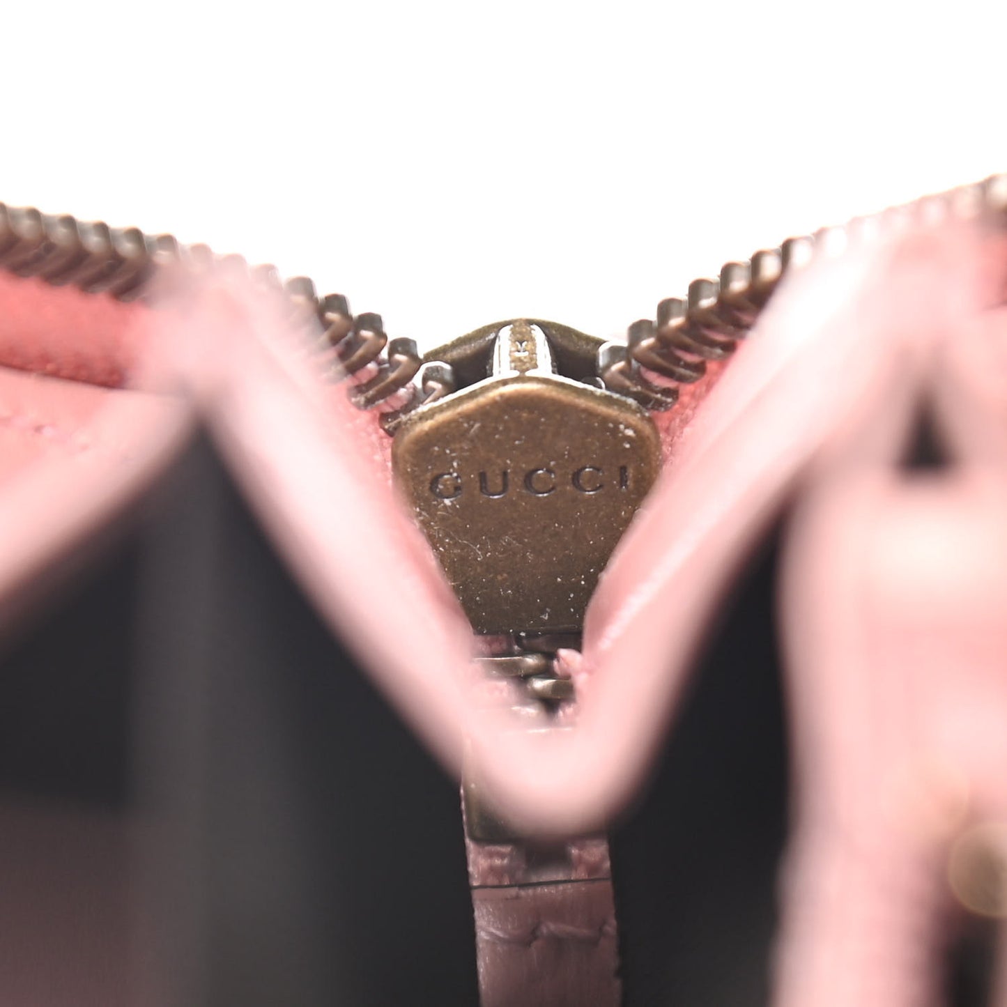 Guccissima Signature Crystal Cat Zip Around Wallet Light Candy Pink
