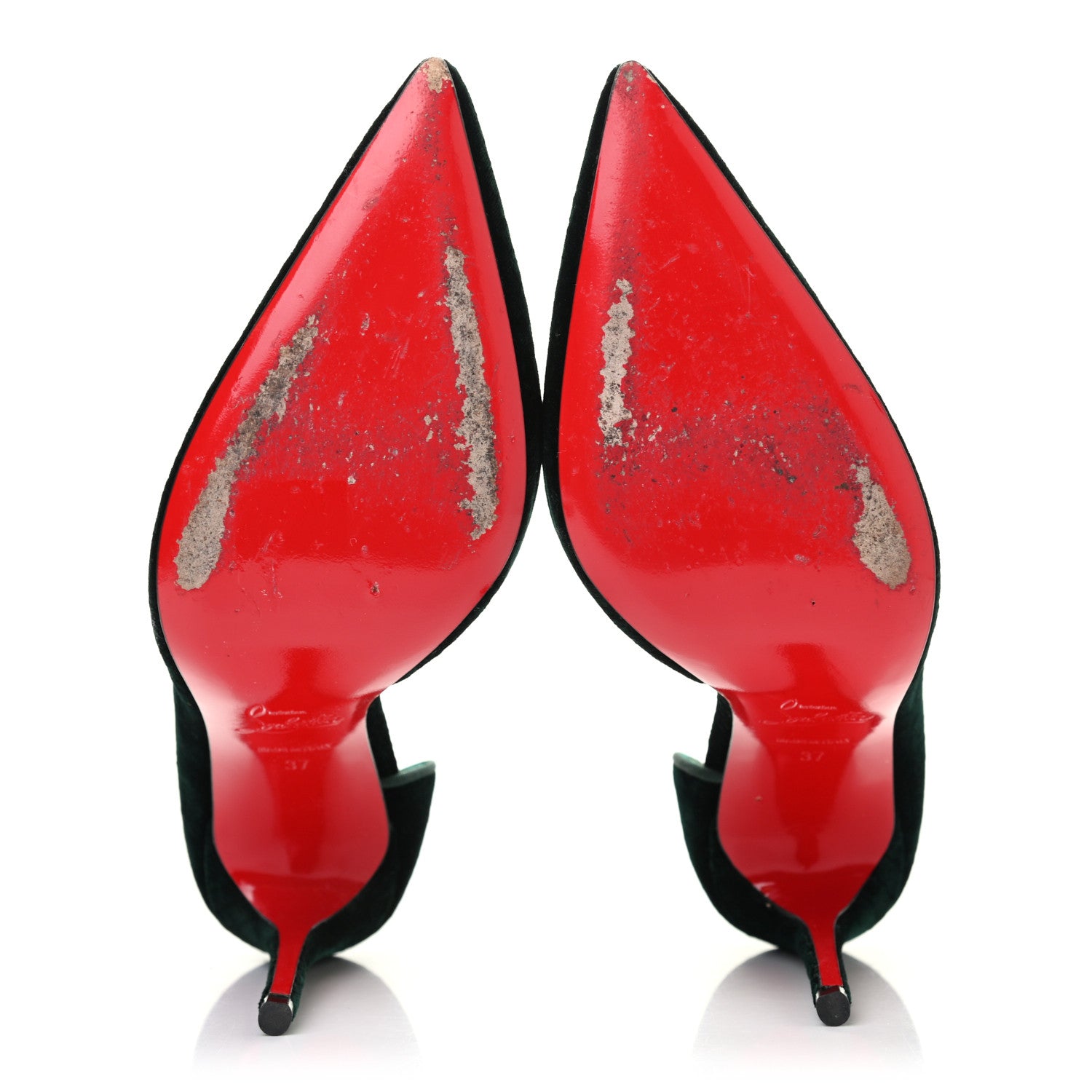Christian Louboutin Velluto Stamp Iriza 100 Pumps 37 Verde 4 of 5