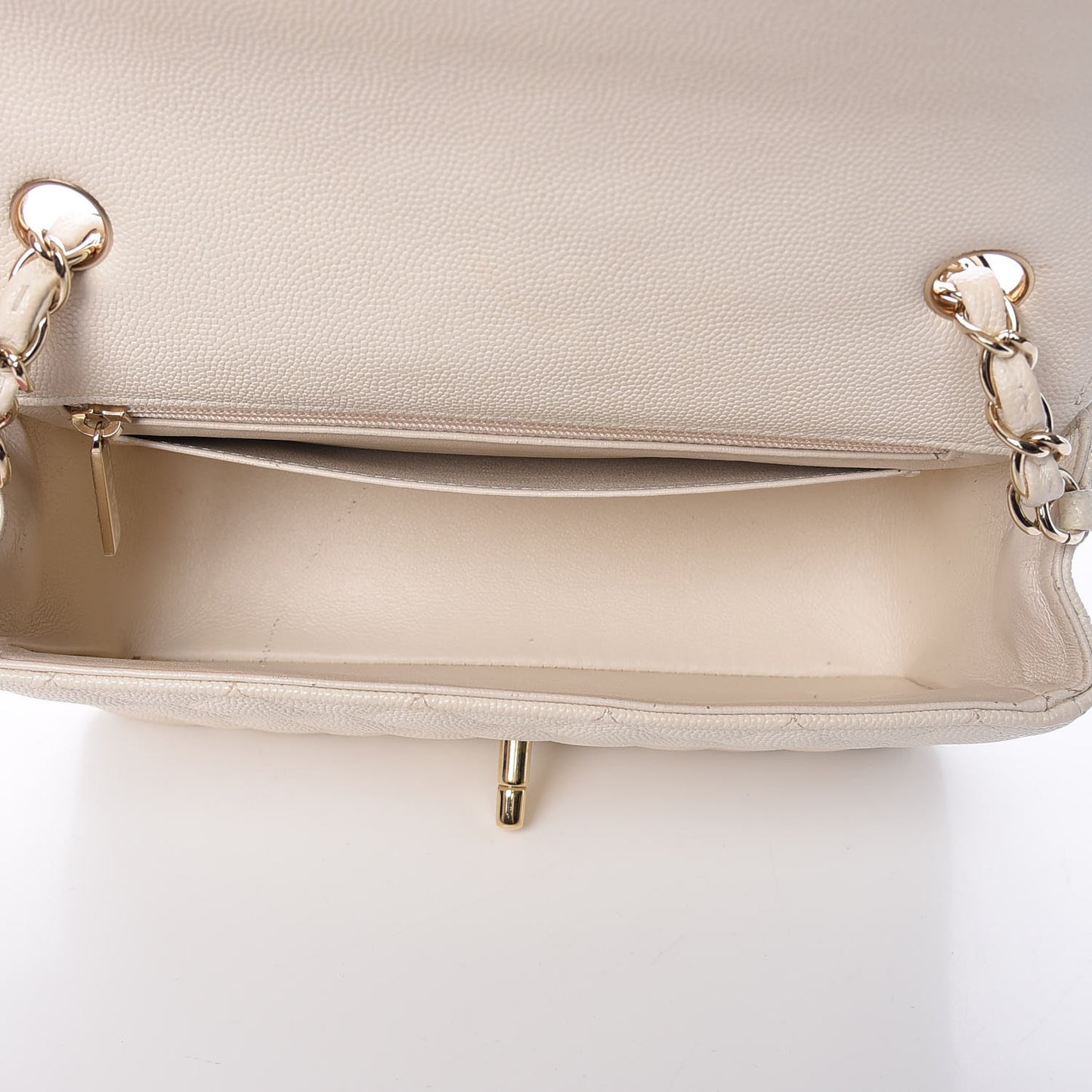 Caviar Quilted Mini Rectangular Flap White