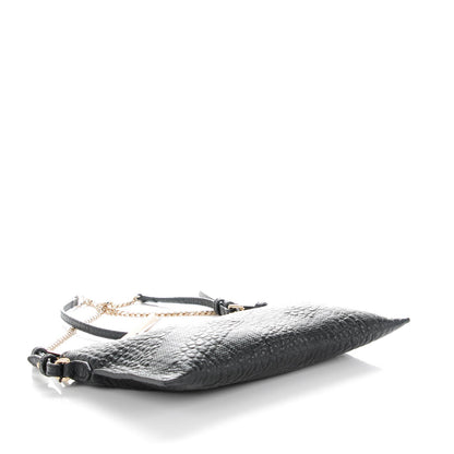 Burberry Signature Grain Calfskin Check Embossed Peyton Crossbody Clutch Bag Black 4 of 8