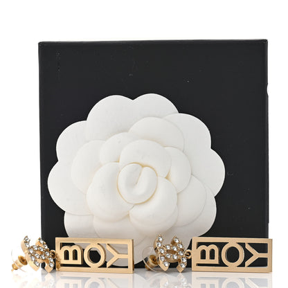 Chanel Crystal Boy Earrings Gold 5 of 5