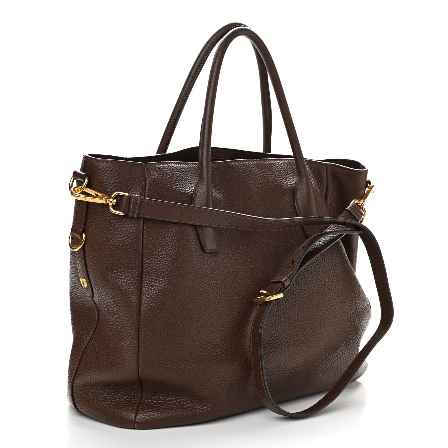 Vitello Daino Double Pocket Shoulder Bag Bruciato
