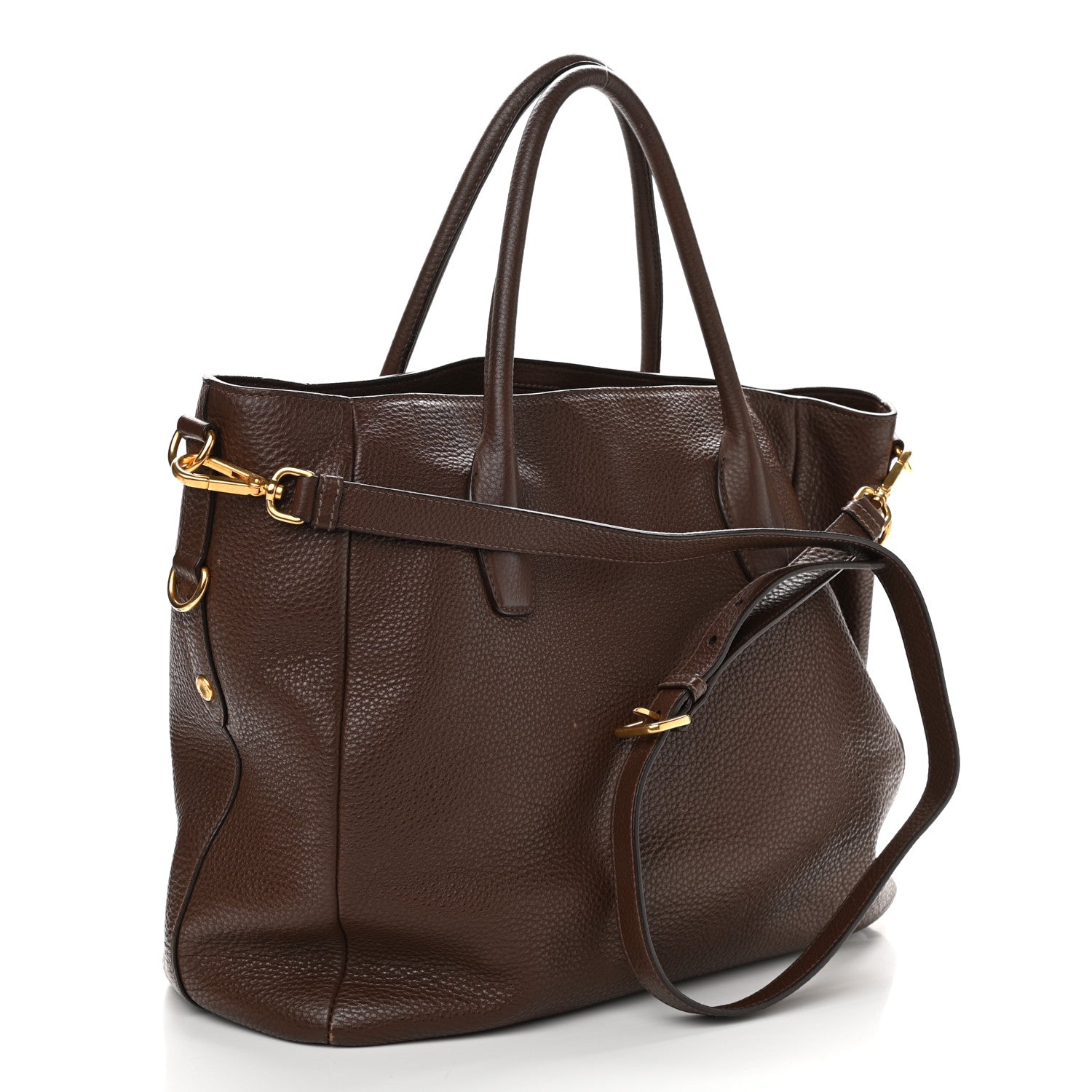 Prada Vitello Daino Double Pocket Shoulder Bag Bruciato 2 of 17