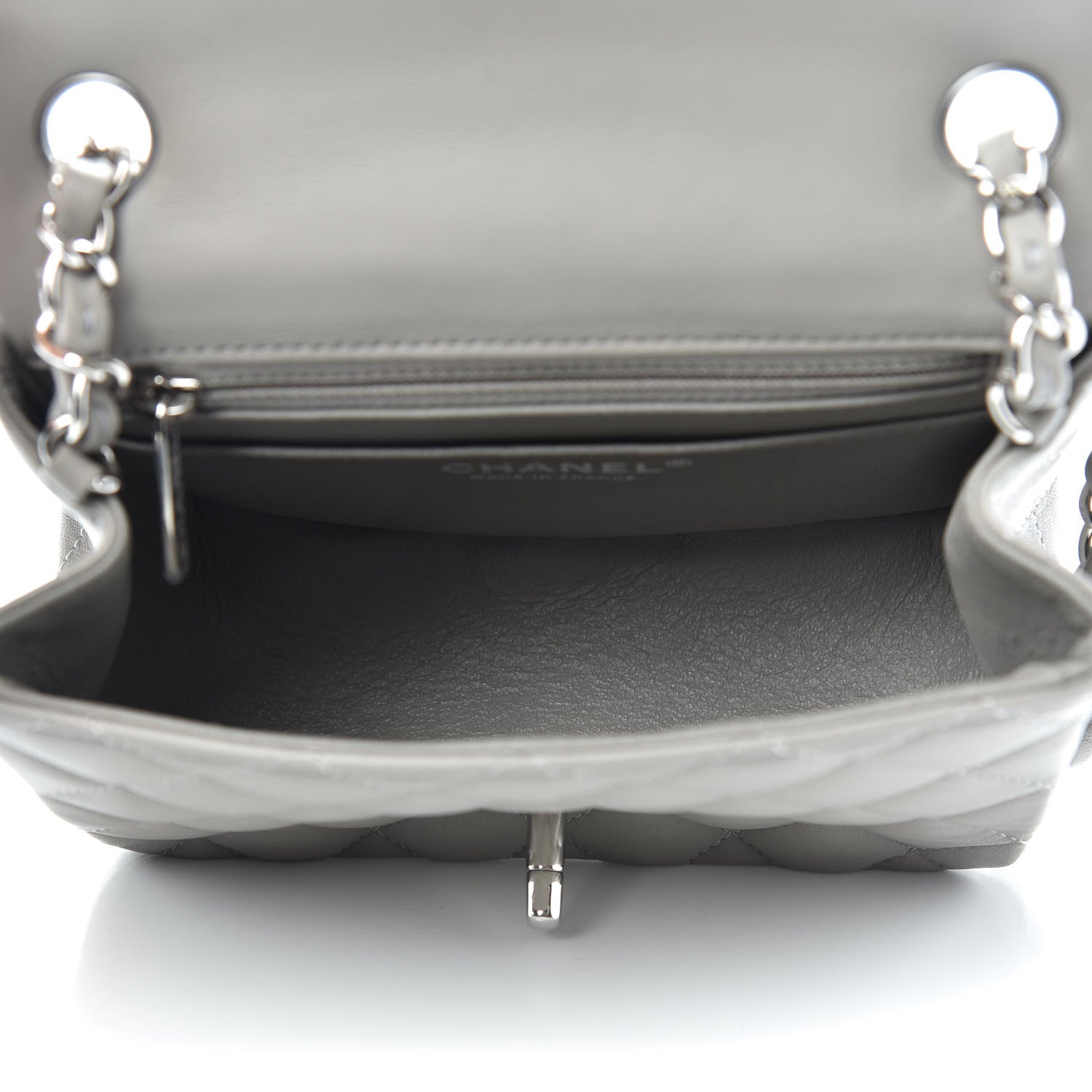 Chanel Lambskin Quilted Mini Square Flap Light Grey 5 of 10