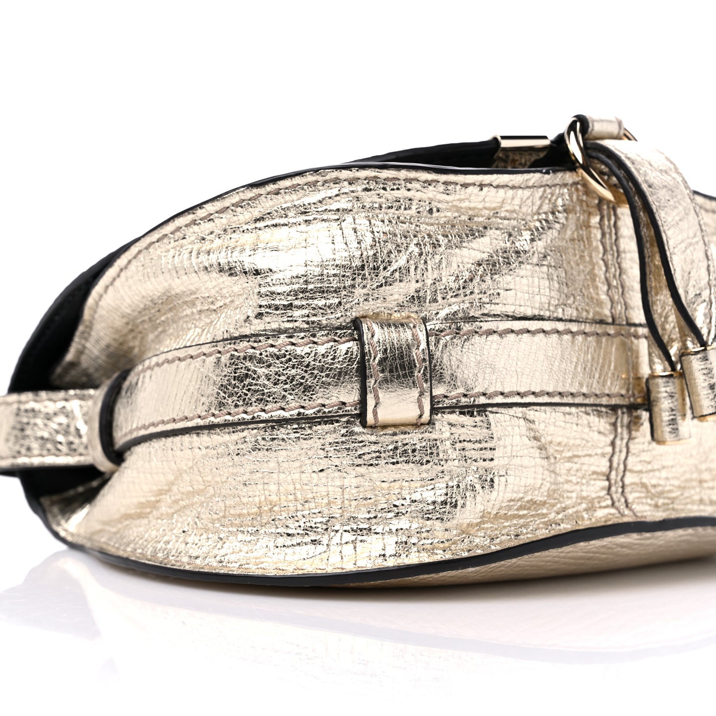 Metallic Calfskin Small Marcie Saddle Bag Gold