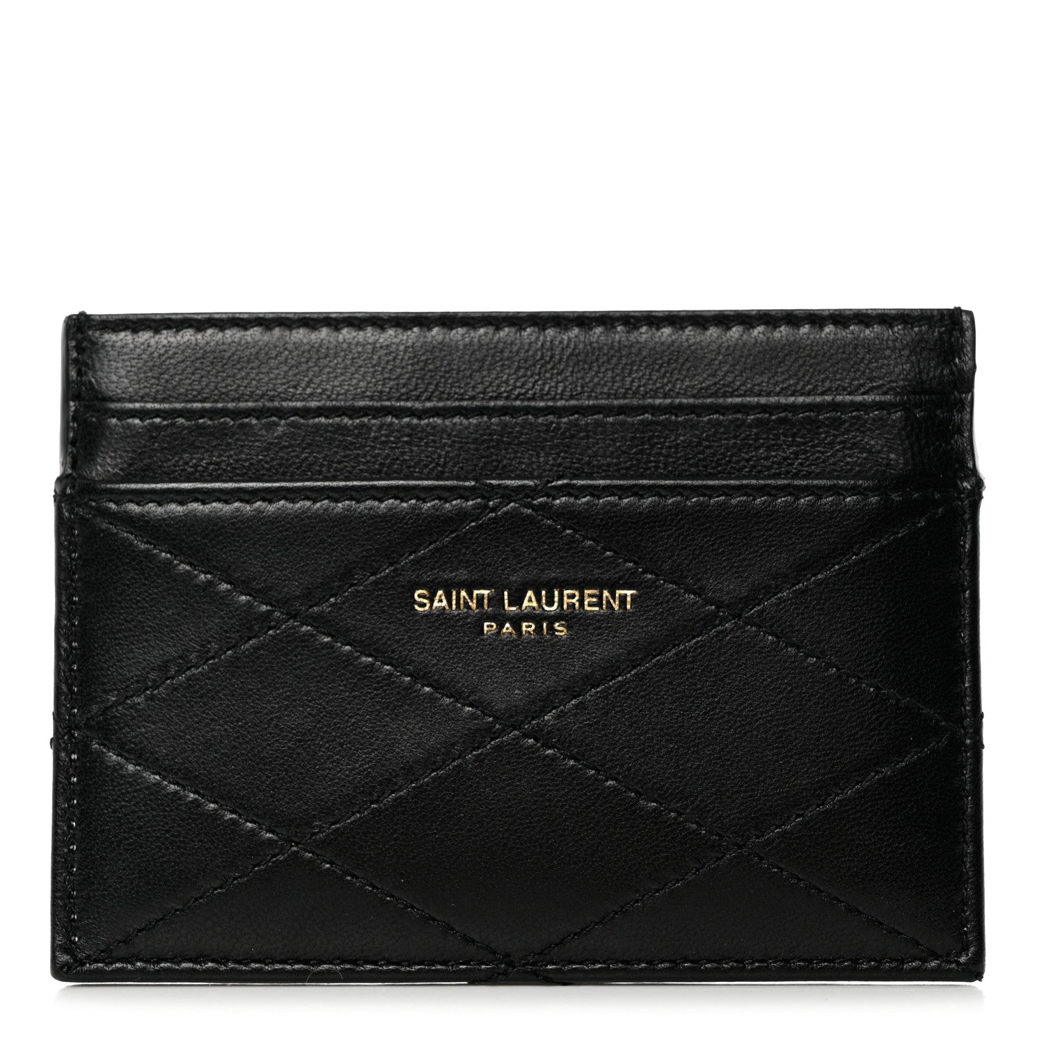Saint Laurent Grain De Poudre Matelasse Chevron Monogram Credit Card Case Red 4 of 22
