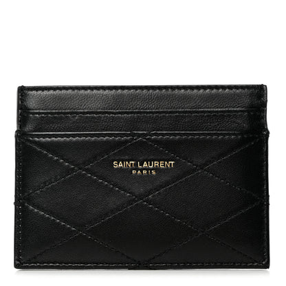 Saint Laurent Grain De Poudre Matelasse Chevron Monogram Credit Card Case Red 4 of 22