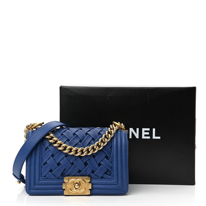 Chanel Lambskin Woven Small Chateau Boy Flap Blue 11 of 11