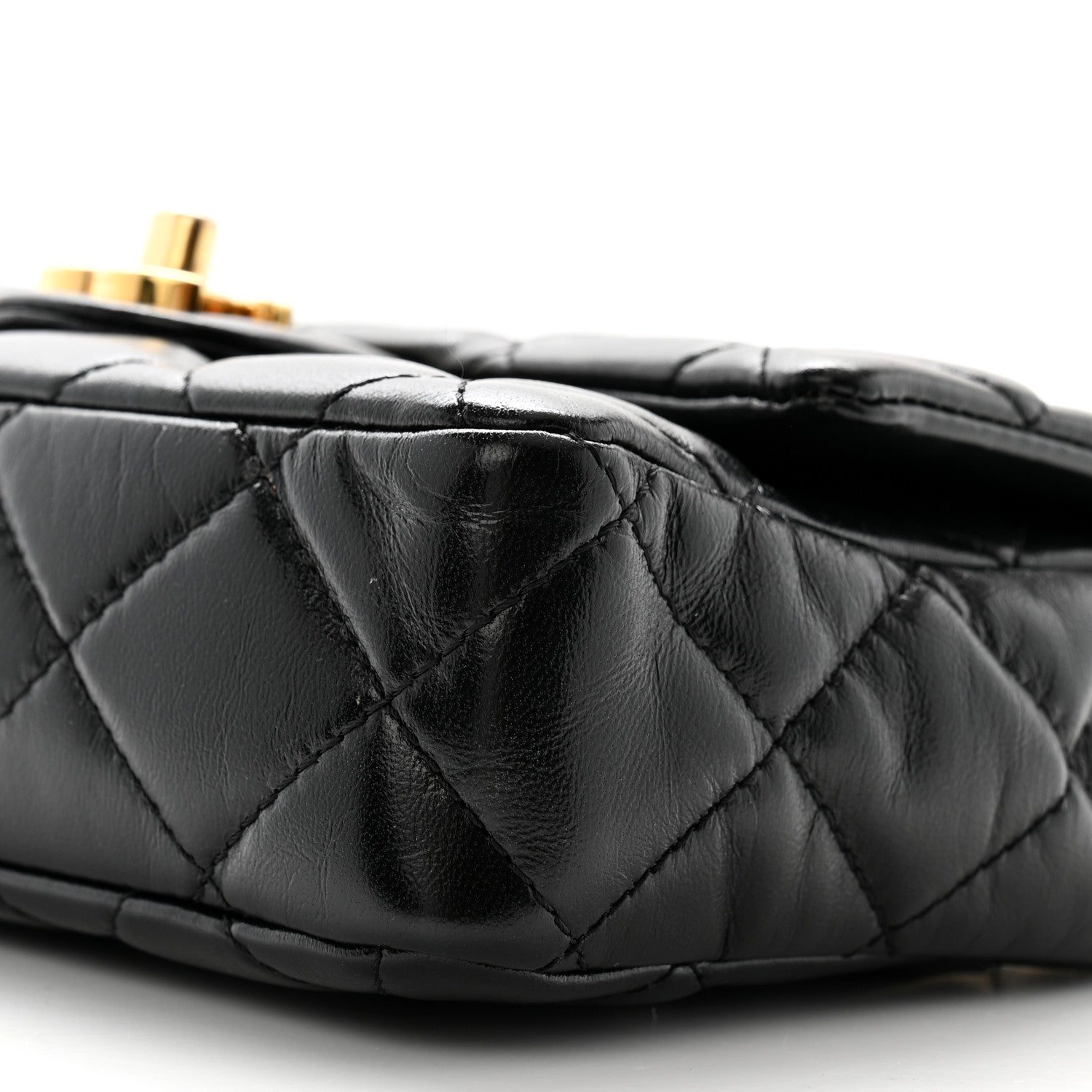 Chanel Shiny Lambskin Quilted Golden Links Top Handle Flap Black 10 of 11