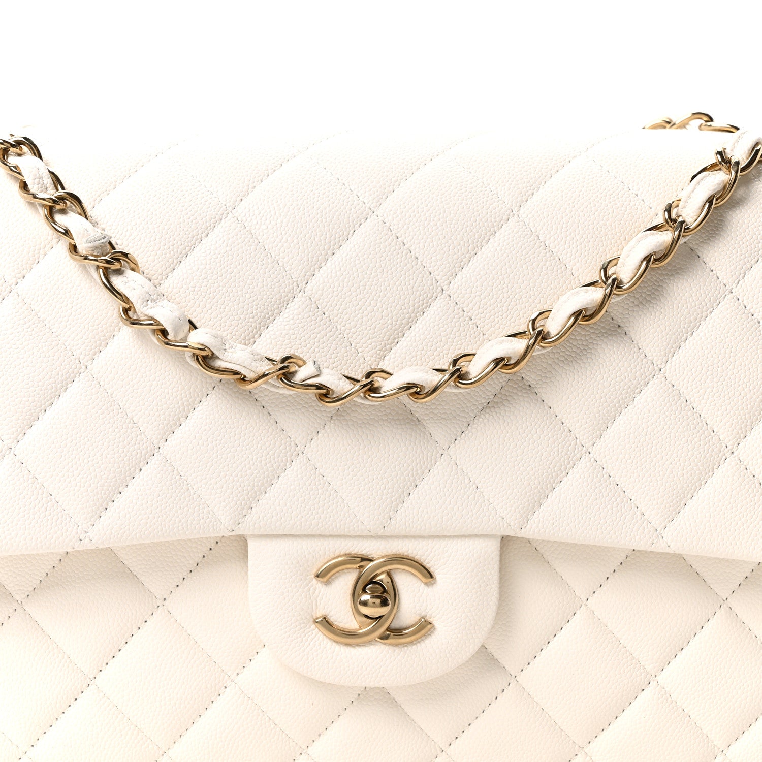 Chanel Caviar Quilted Jumbo Double Flap White 8 of 10