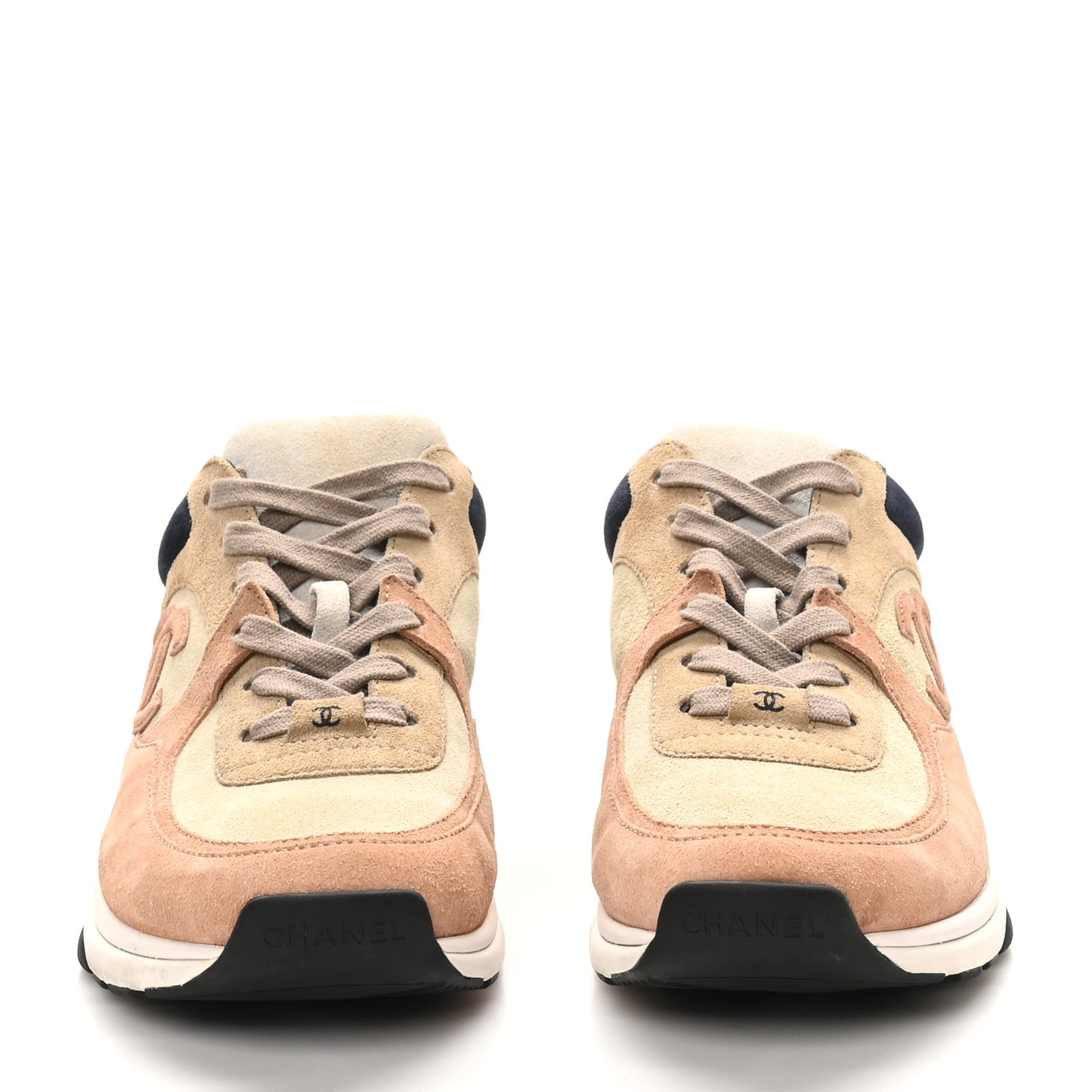 Nylon Lambskin Suede Calfskin CC Sneakers 40 Tan
