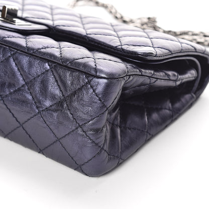 Chanel Metallic Aged Calfskin 2.55 Reissue 225 Flap Dark Navy Blue 9 of 10