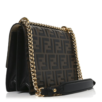 Fendi Vitello Liberty Bi-Color FF 1974 Embossed Small Kan U Shoulder Bag Maya Black 4 of 19