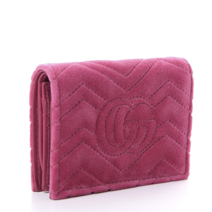 Gucci Velvet Matelasse Pearl Love Embroidered GG Marmont Card Case Wallet Light Raspberry Rose 3 of 9
