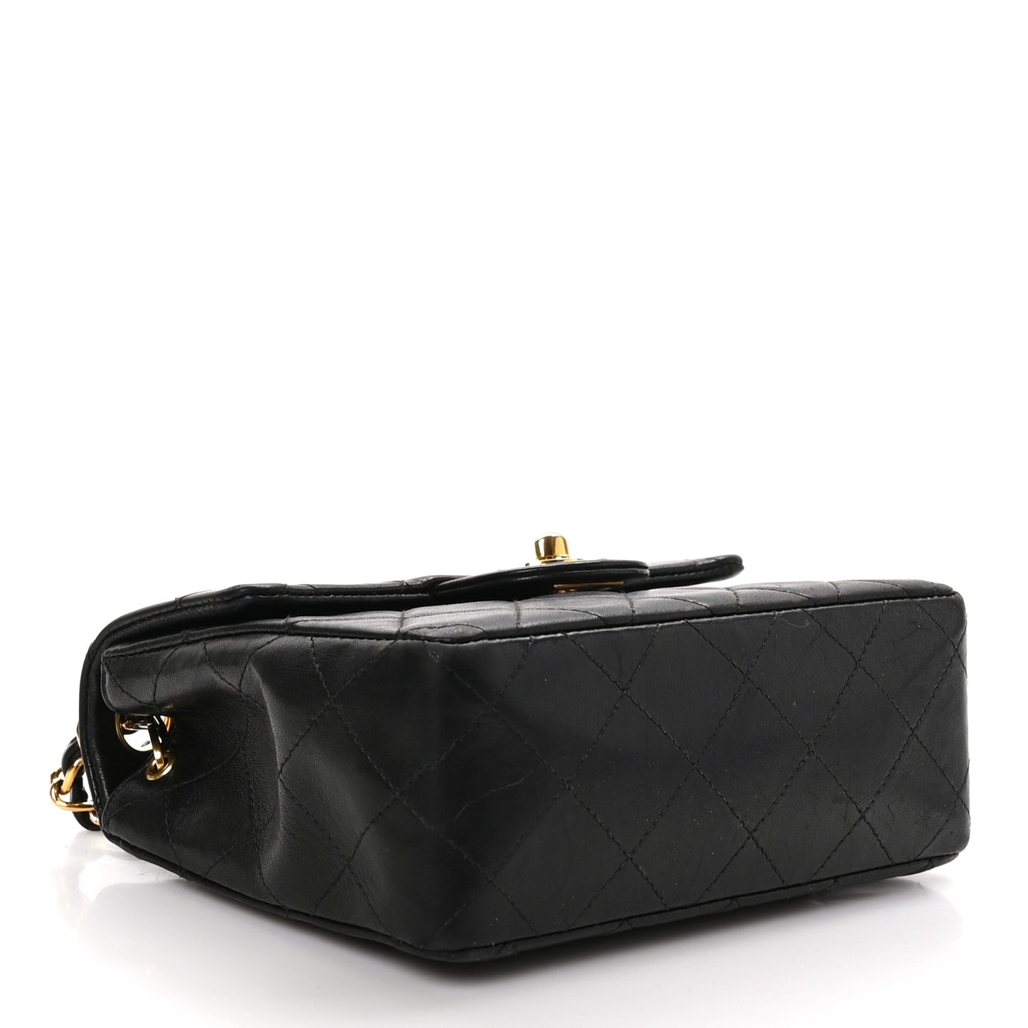 Lambskin Quilted Mini Square Flap Bag Black
