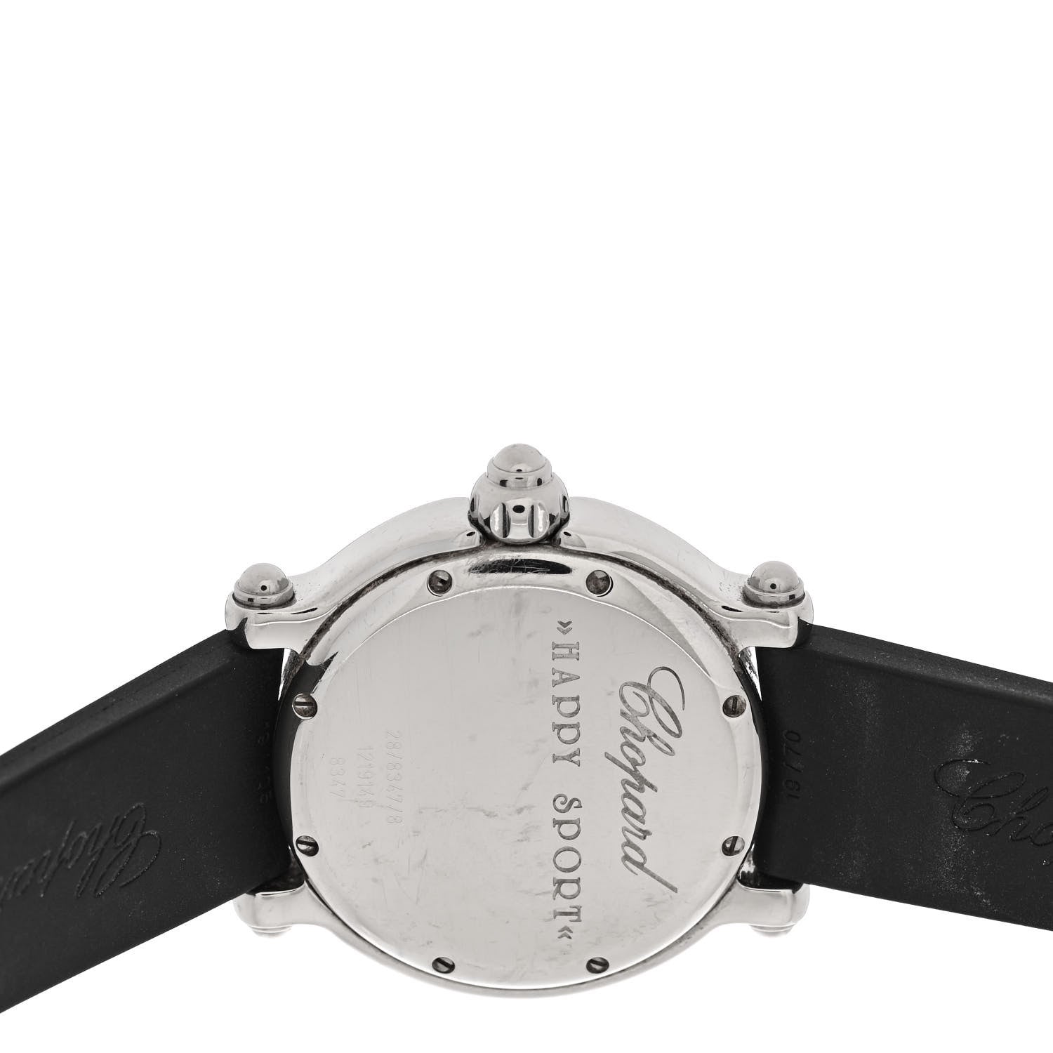 Chopard Stainless Steel Rubber Diamond 38mm Happy Sport Fish Quartz Watch Black 4 of 4