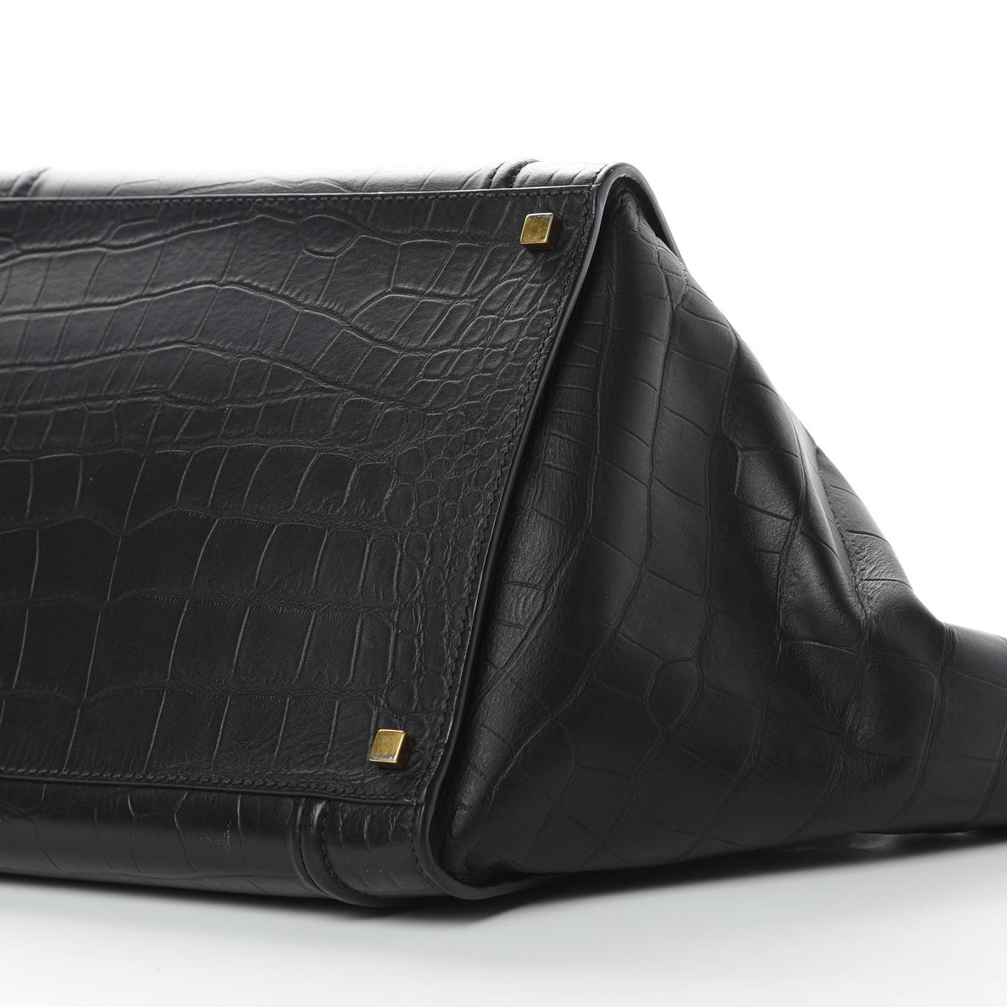 Crocodile Embossed Calfskin Medium Phantom Luggage Black