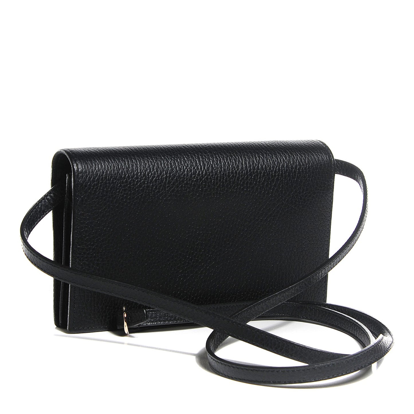Dollar Calfskin Mini Swing Wallet Bag Black