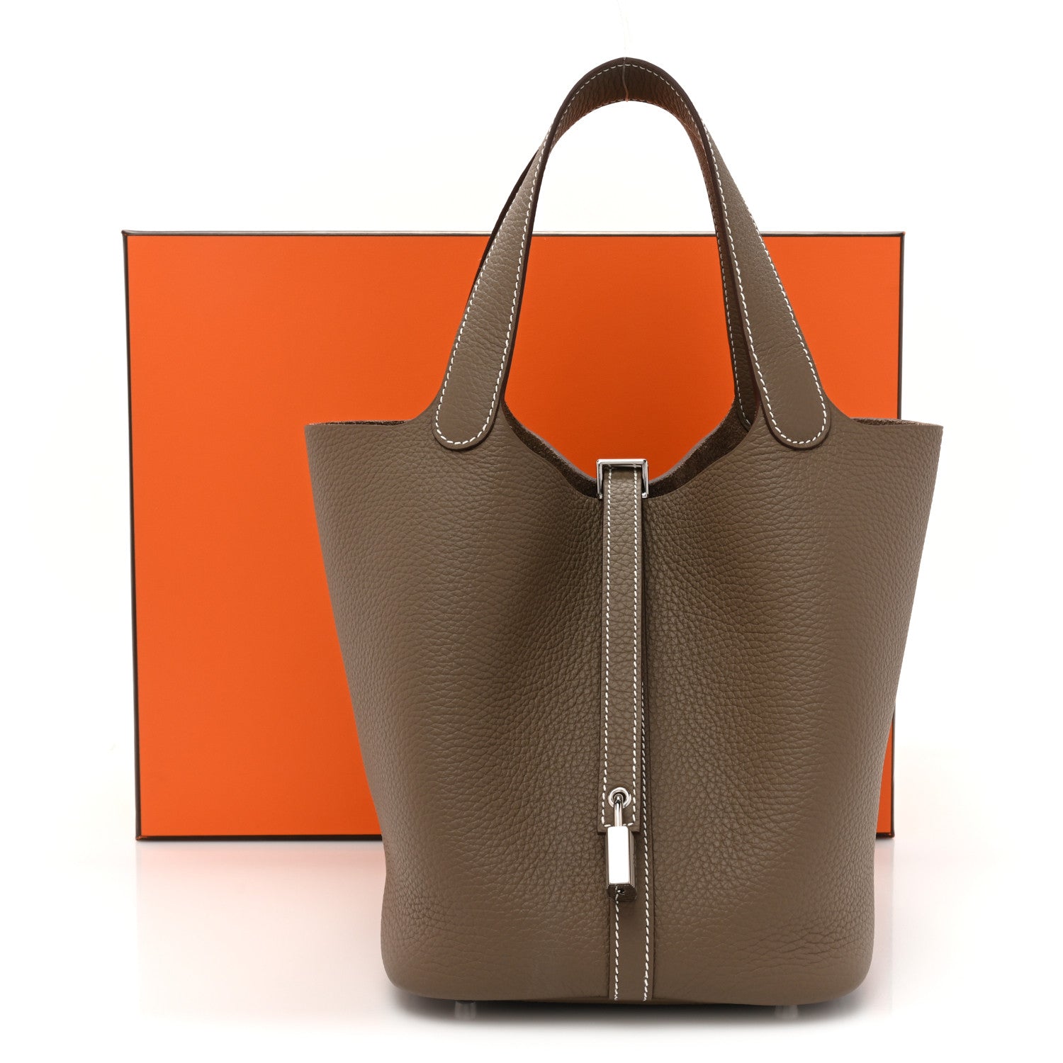 Hermes Taurillon Clemence Picotin Lock 22 MM Etoupe 10 of 10