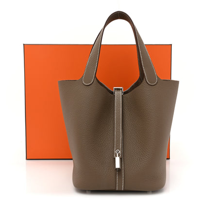 Hermes Taurillon Clemence Picotin Lock 22 MM Etoupe 10 of 10