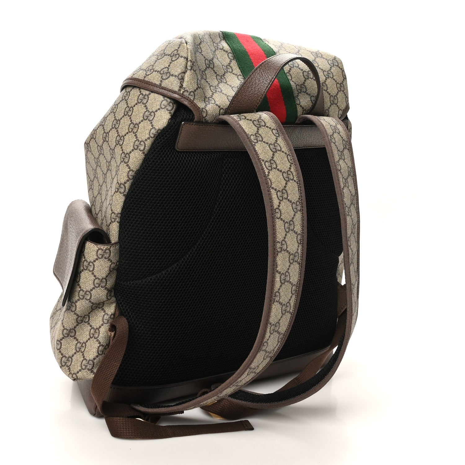 Gucci GG Supreme Monogram Medium Ophidia Double Buckle Backpack Brown 3 of 10