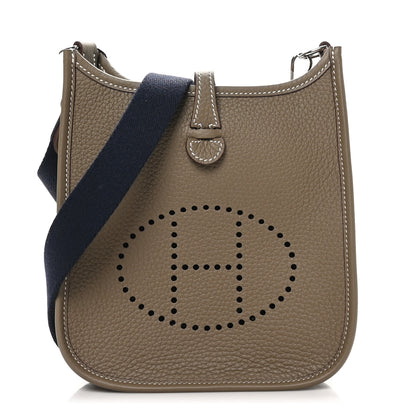 Hermes Taurillon Clemence Amazone Evelyne TPM Etoupe Bleu Indigo 1 of 10