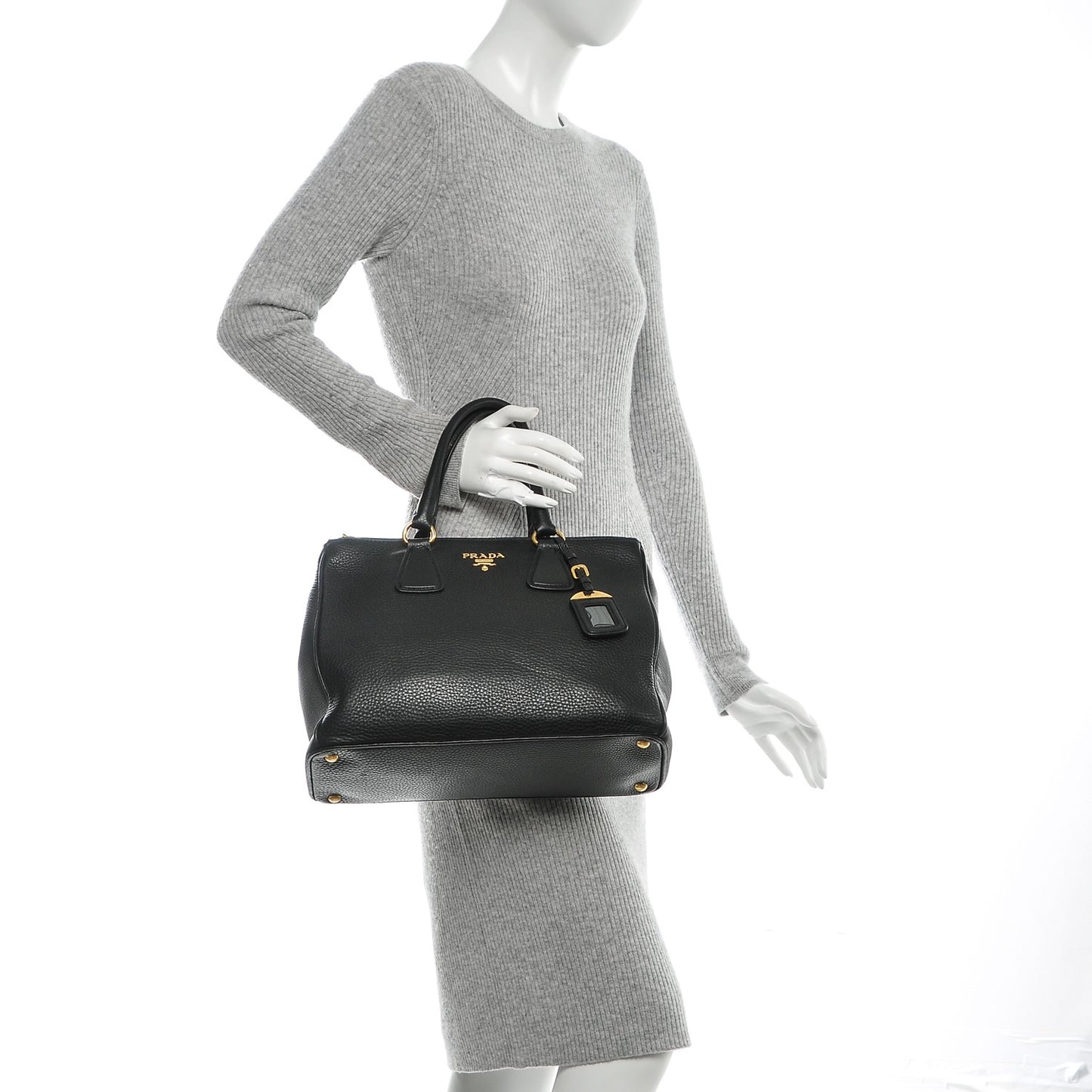 Vitello Daino Large Double Zip Tote Nero Black