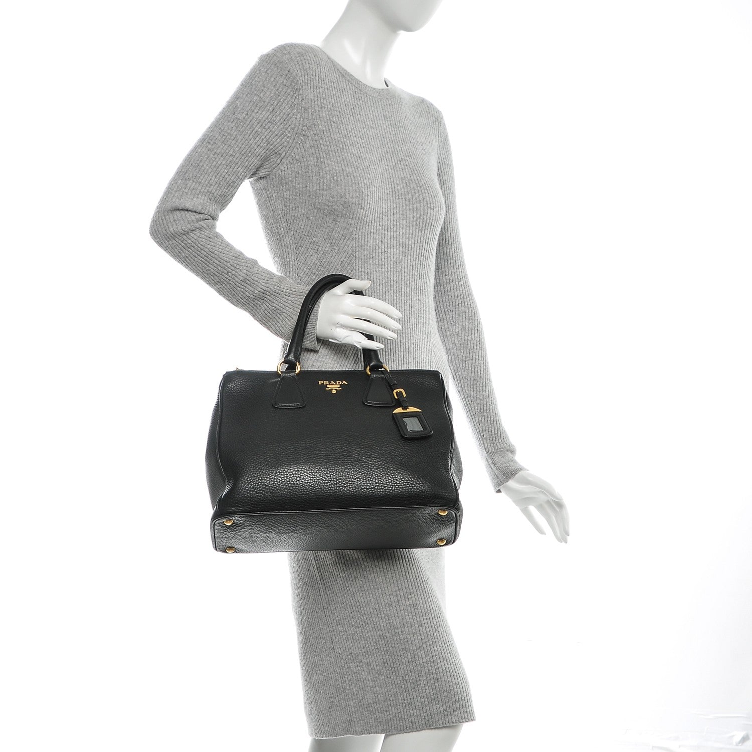 Prada Vitello Daino Large Double Zip Tote Nero Black 2 of 7