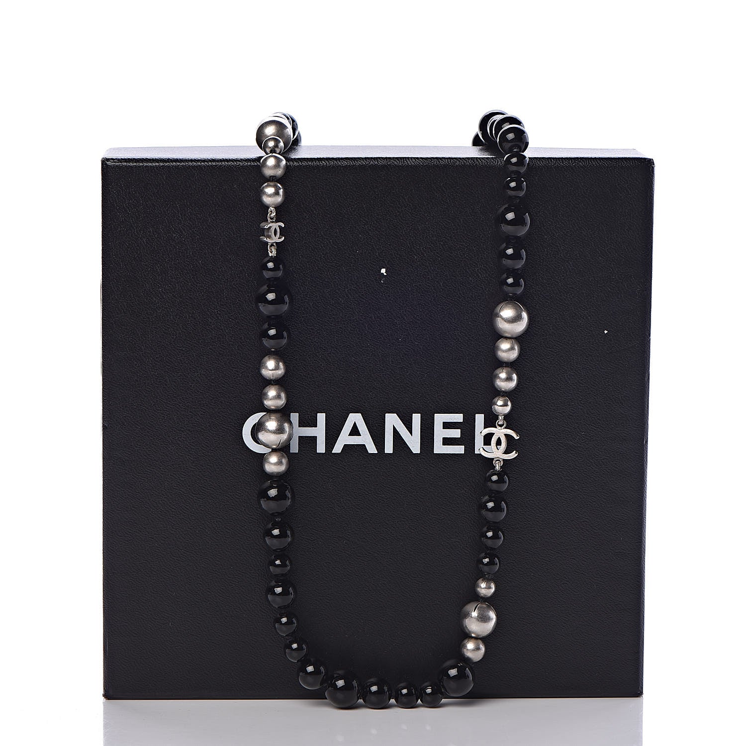 Chanel Pearl Beaded CC Long Necklace Black 6 of 6