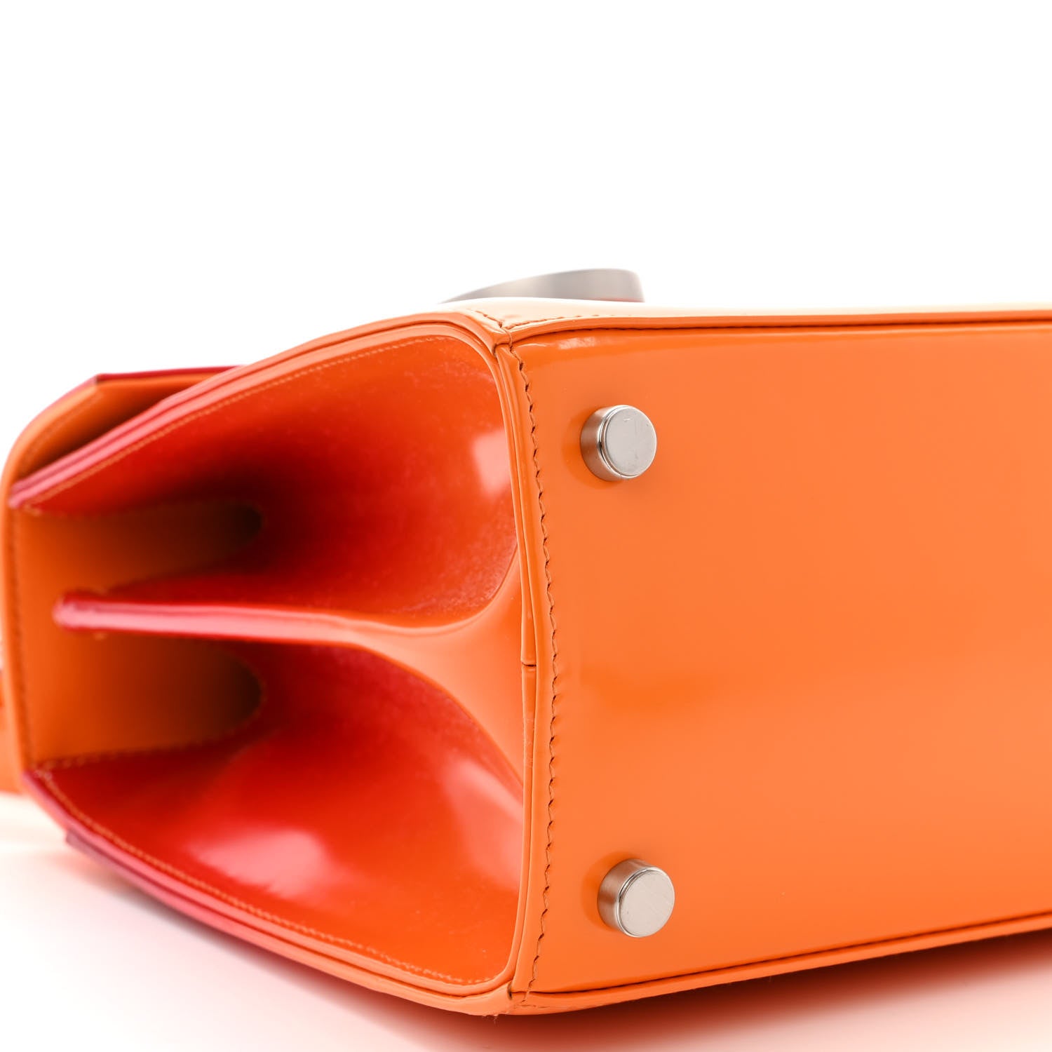 Salvatore Ferragamo Brushed Calfskin Airbrush Small Iconic Top Handle Bag Orange Multicolor 9 of 12