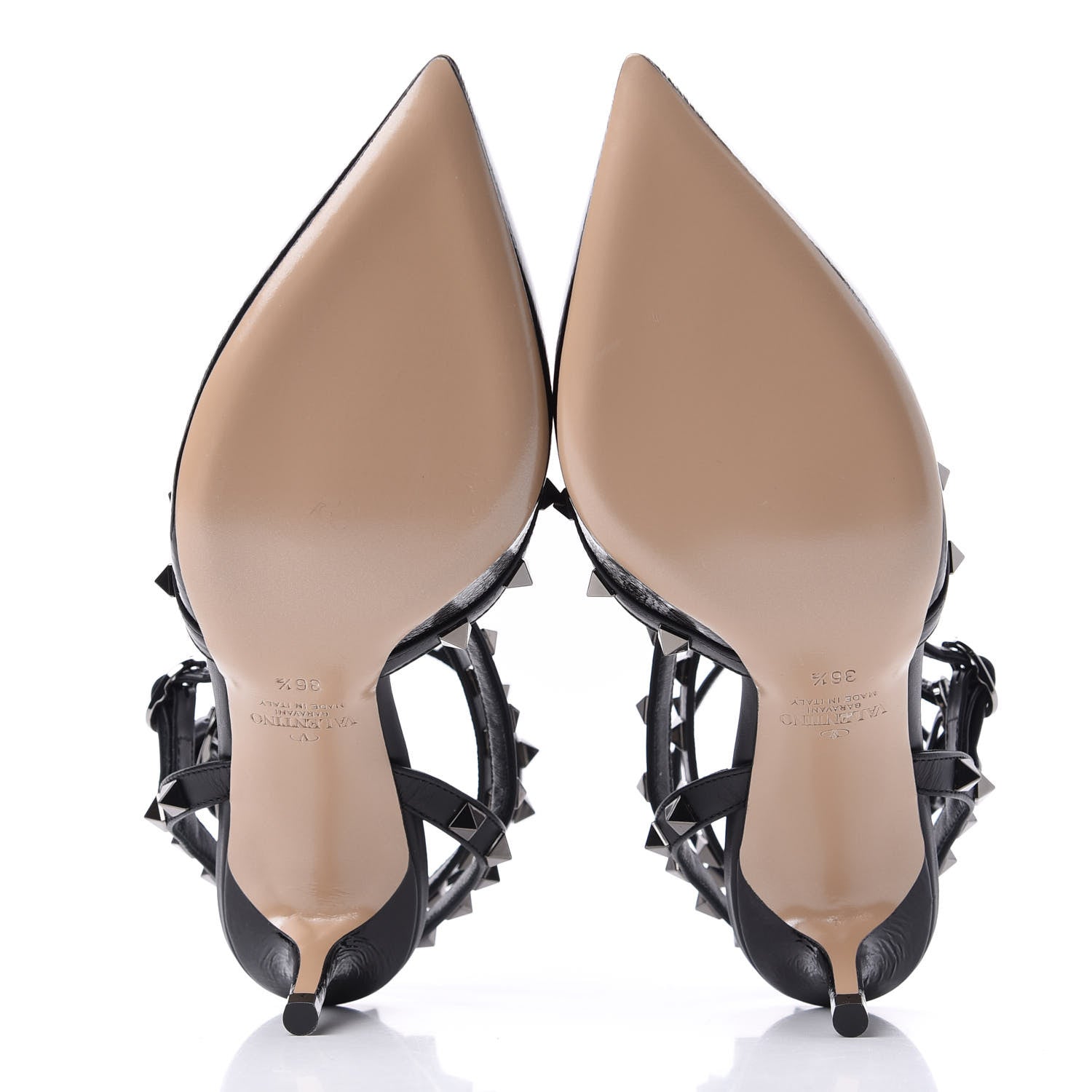 Valentino Garavani Wrinkled Patent Nappa Rockstud Ankle Strap 65mm Pumps 36.5 Black 6 of 8