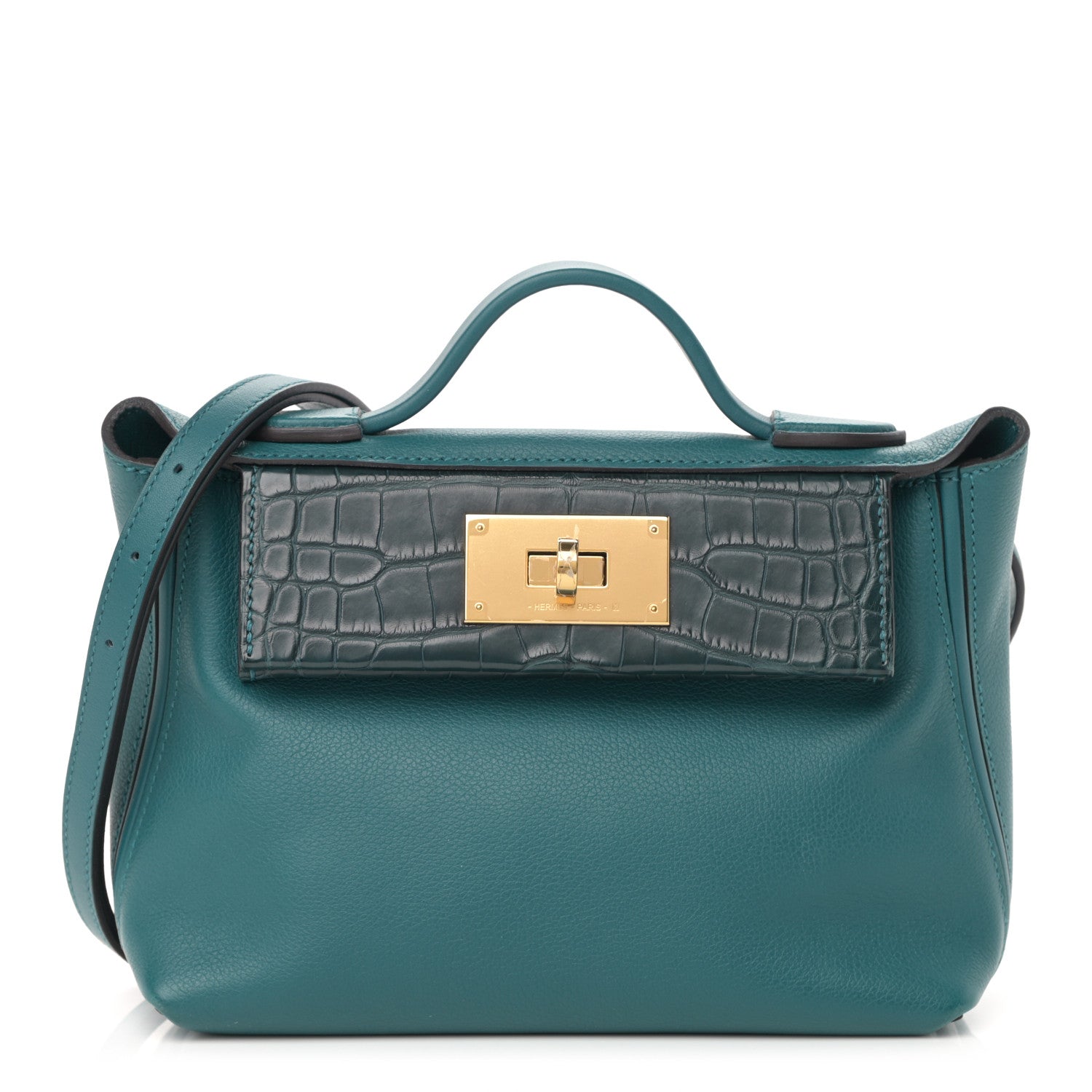swatch of hermes vert cypress matte alligator FASHIONPHILE