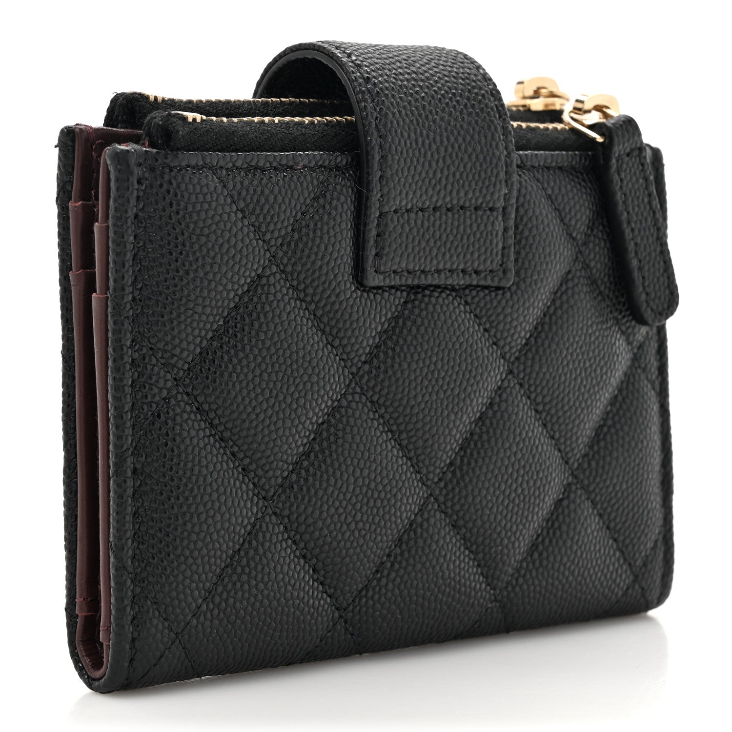 Chanel Caviar Quilted Compact Zipped Pocket Wallet Black 3 of 10