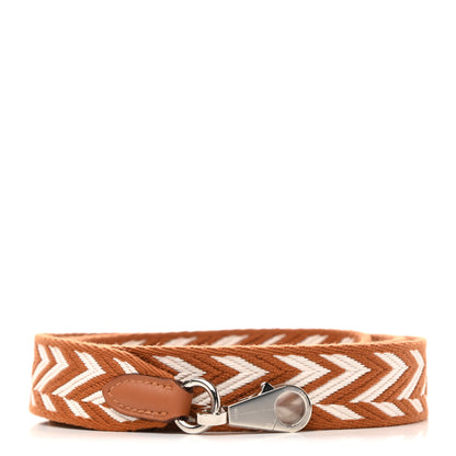 Hermes Toile Swift 25mm Sangle ZigZag Shoulder Strap Gold White 1 of 5