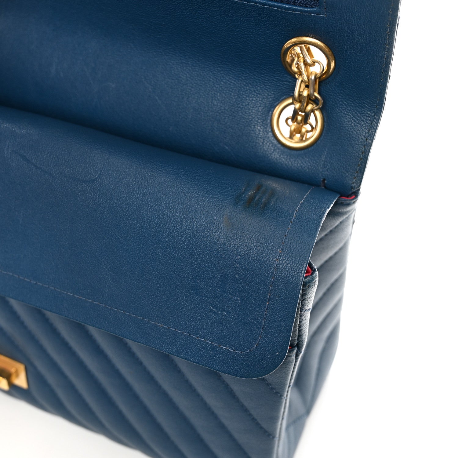 Chanel Sheepskin Chevron Quilted 2.55 Reissue 226 Flap Navy Blue 13 of 13