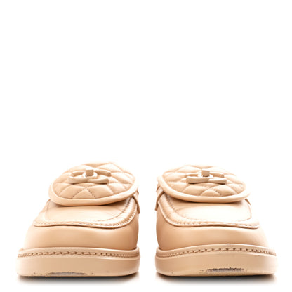 Chanel Lambskin Quilted CC Turnlock Moccasins 40 Beige 3 of 12