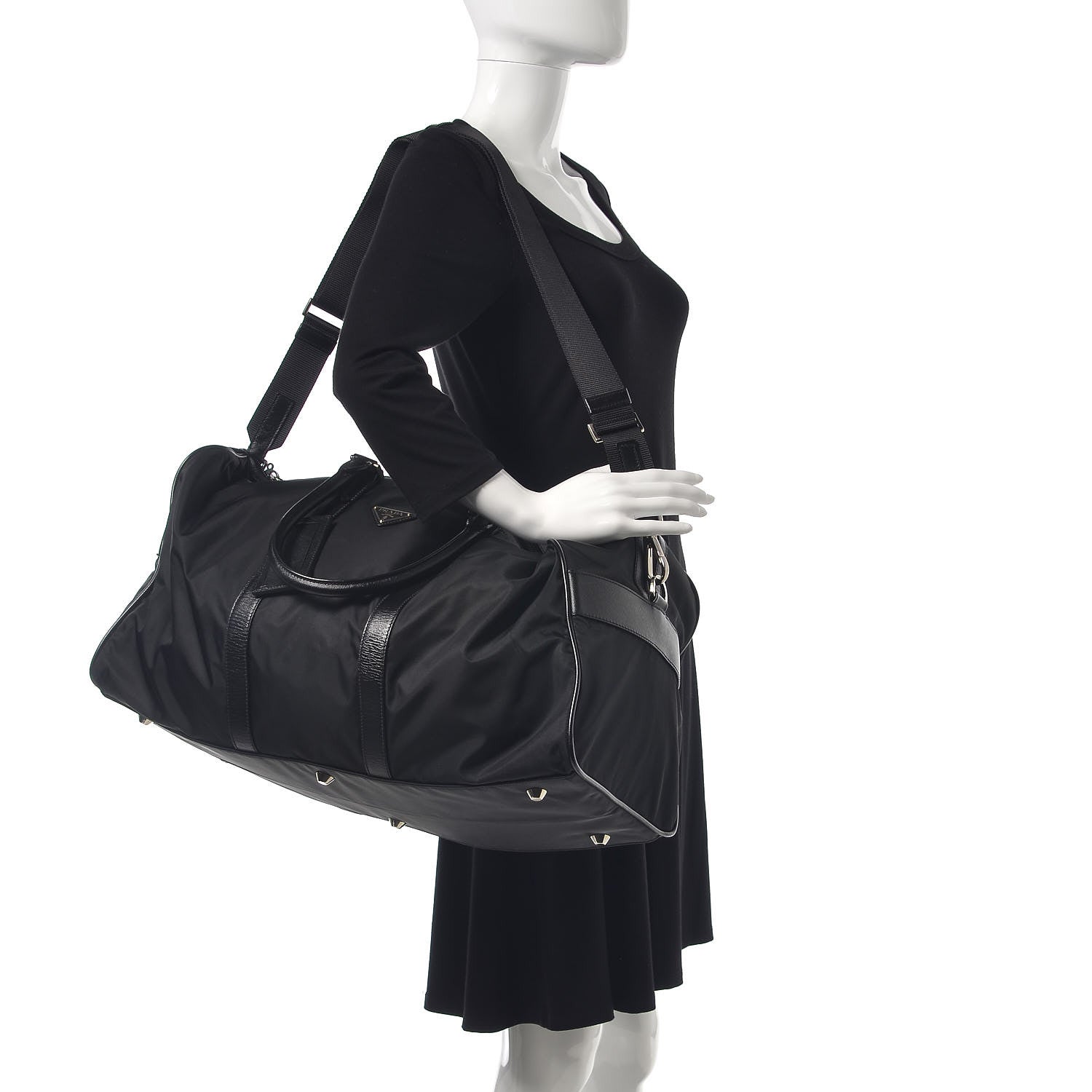 Prada Tessuto Nylon Saffiano Viaggio Duffle Black 2 of 6