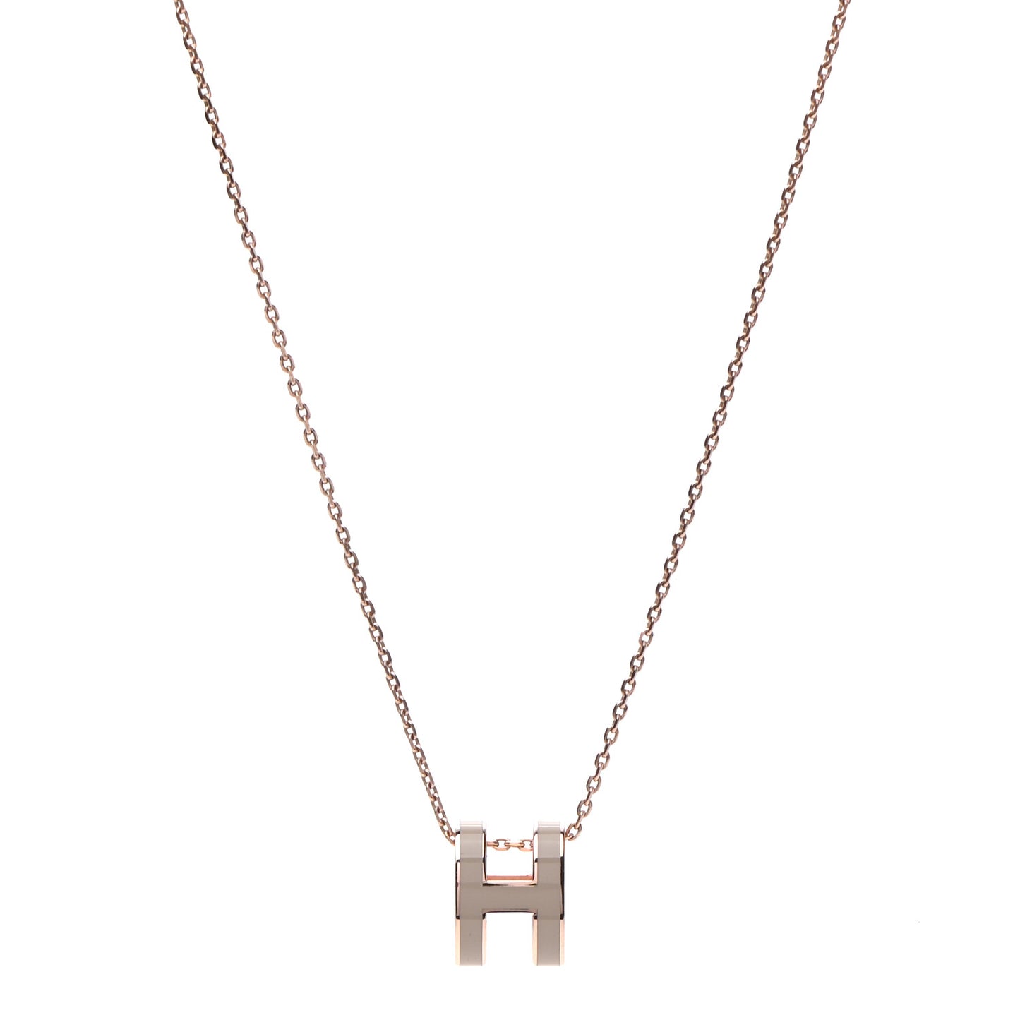 Lacquered Rose Gold Pop H Pendant Necklace Marron Glace