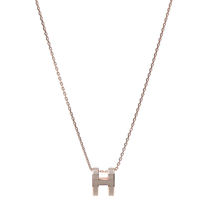 Hermes Lacquered Rose Gold Pop H Pendant Necklace Marron Glace 1 of 4