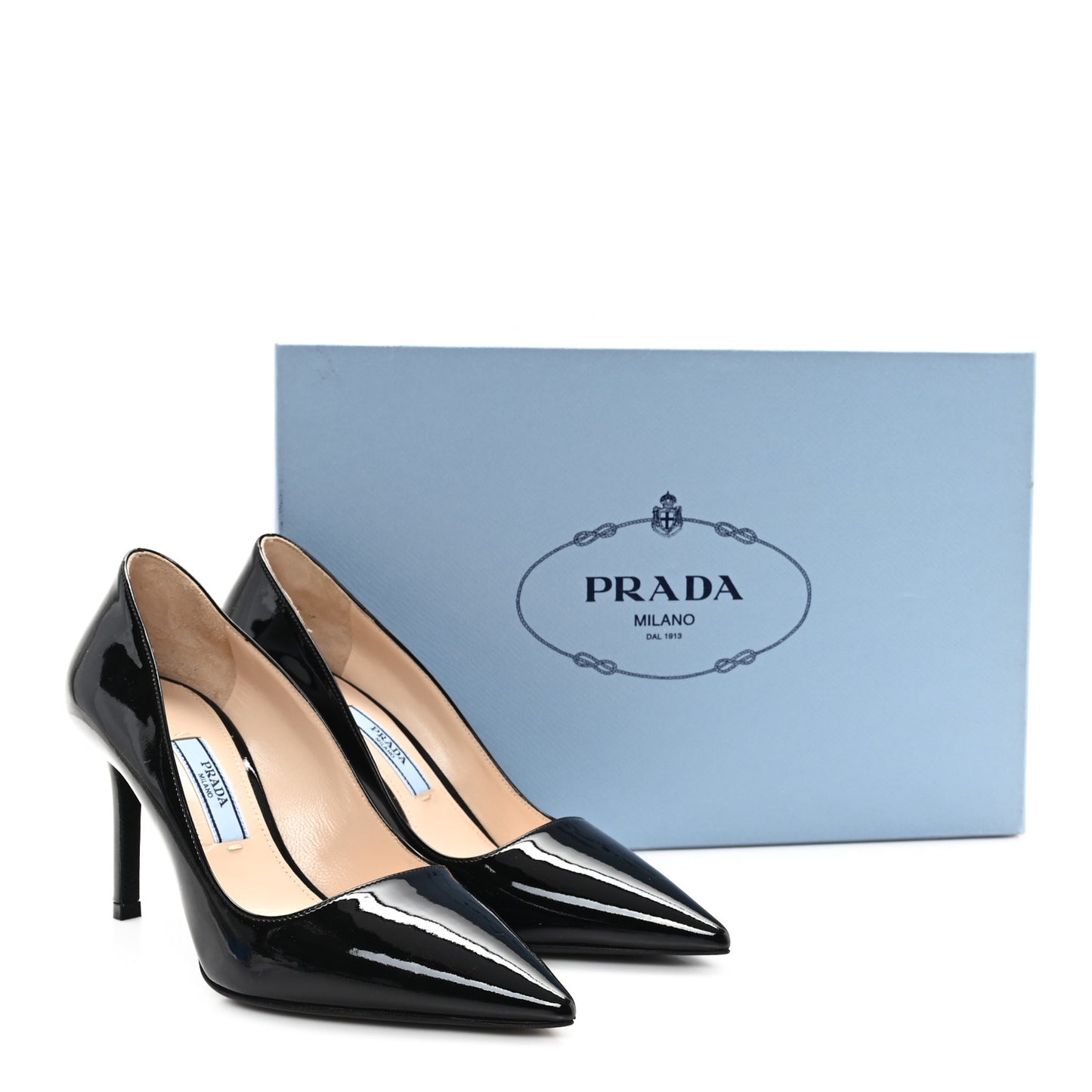 Patent Metal Logo Pumps 34 Black
